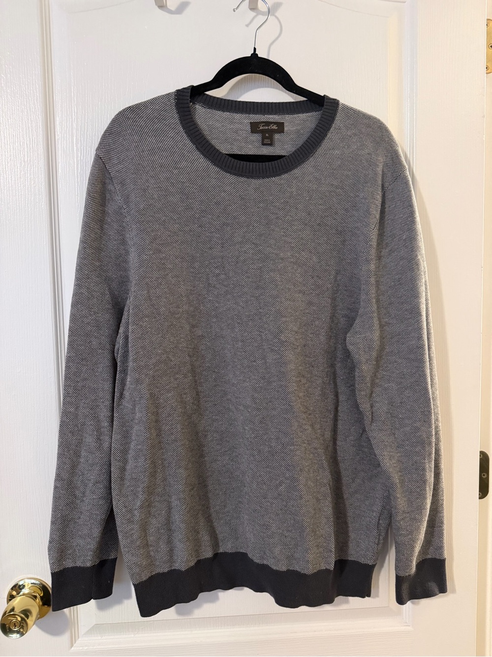 Tasso Elba Men's Gray Crewneck Sweater with Dark Trim